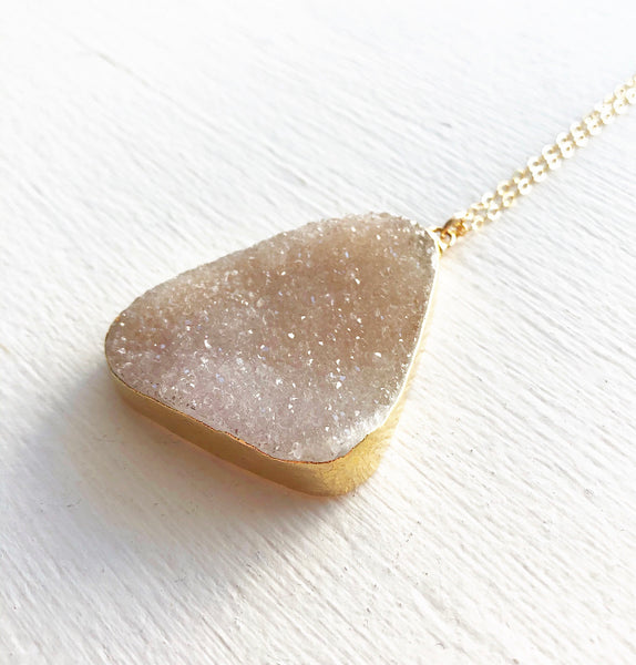 Large Champagne Druzy Necklace