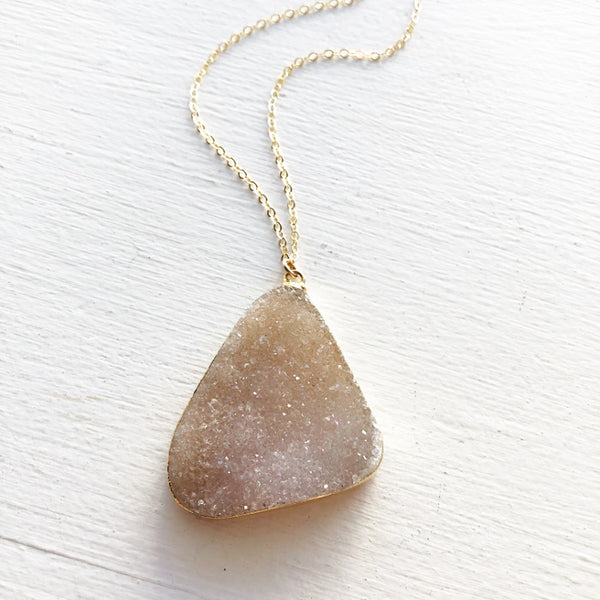 Large Champagne Druzy Necklace