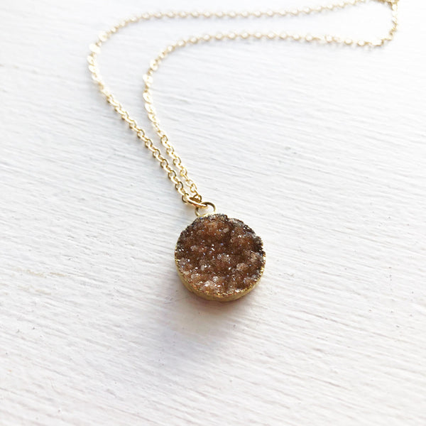 Chocolate and Gold Druzy Necklace