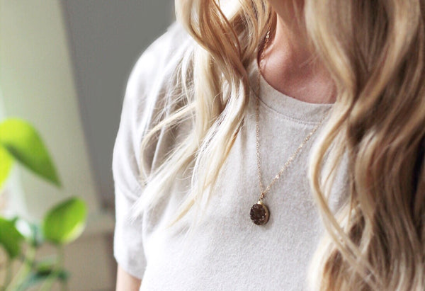 Chocolate and Gold Druzy Necklace
